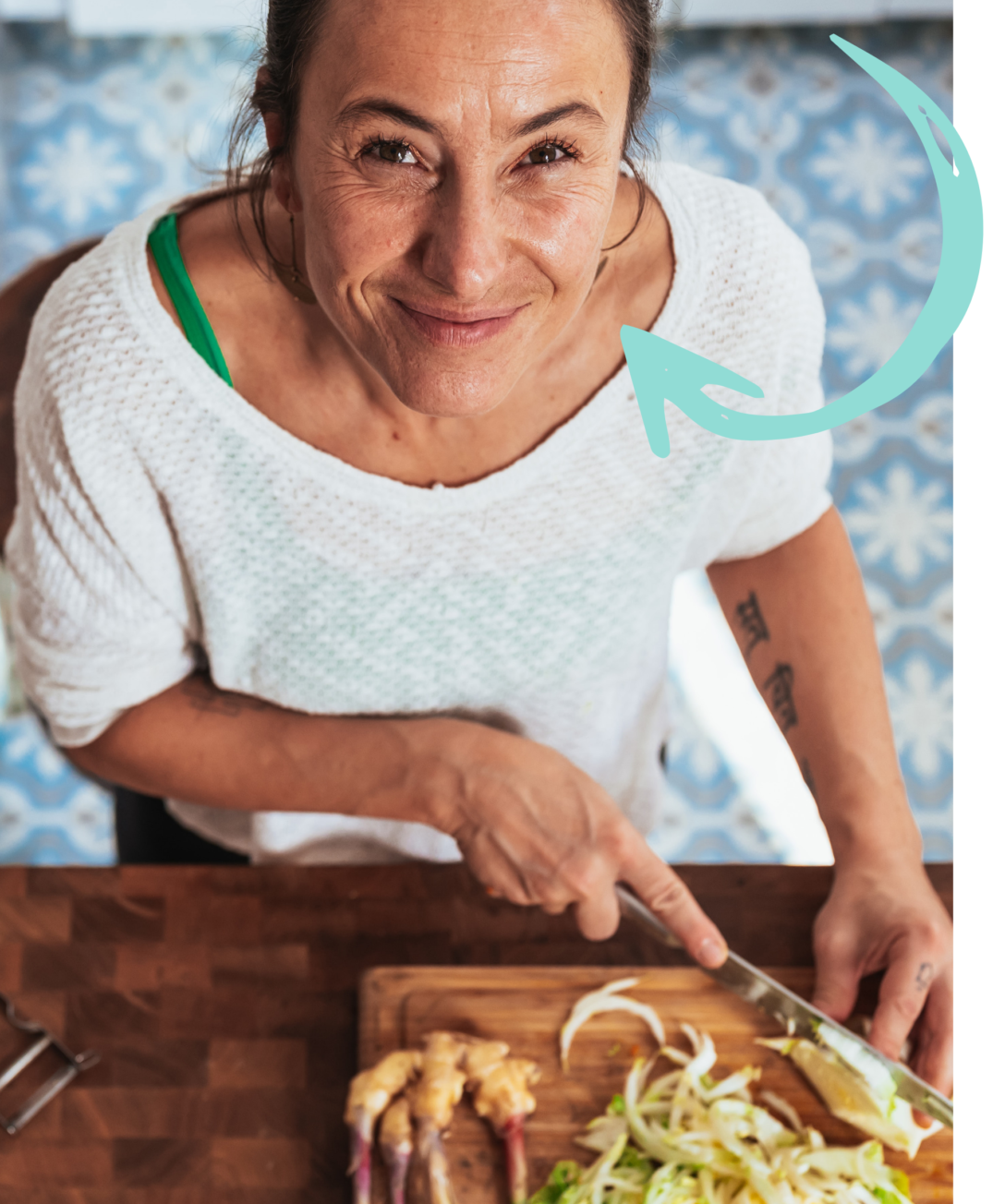 Woman cutting vegetables
